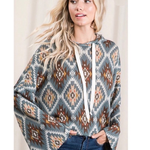 Tribal print hoodie pullover - Picture 2 of 6